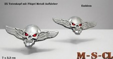 2X 3D Metall Totenkopf Flügel